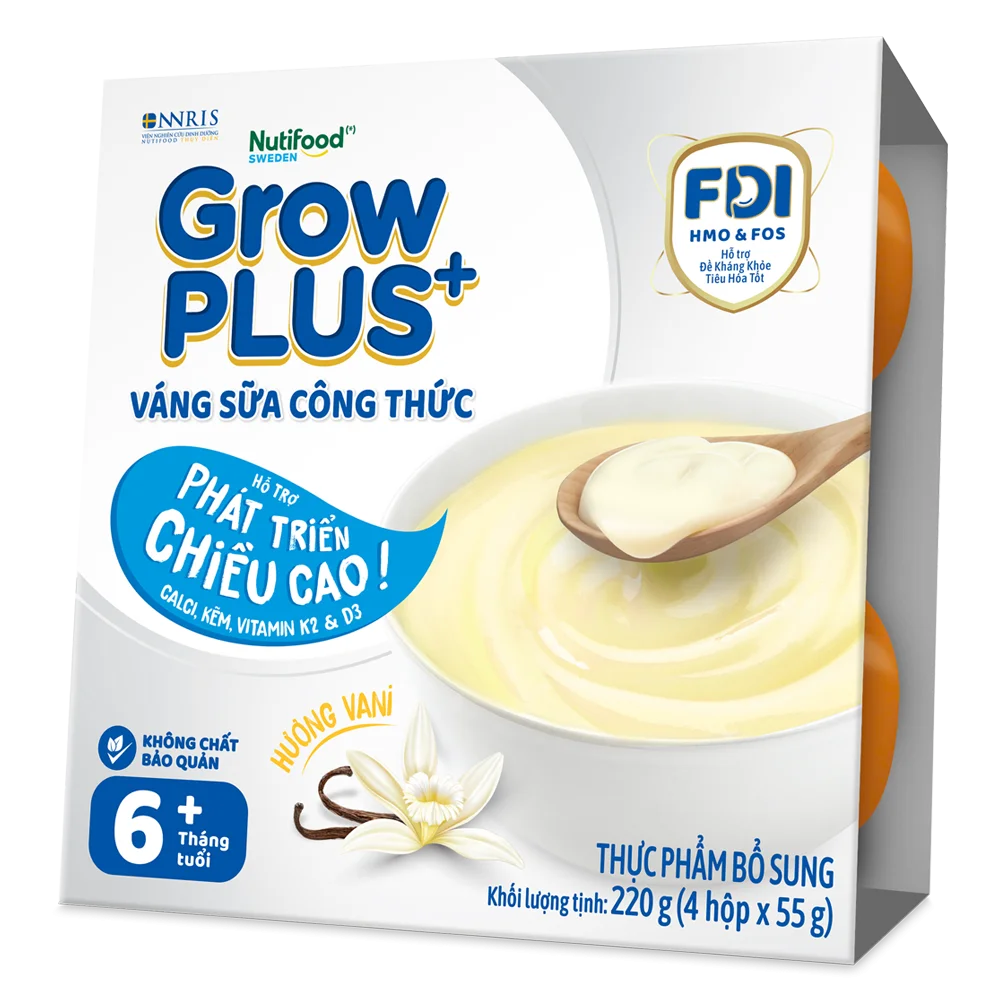 Váng sữa GrowPlus+ vị vanilla (bạc) lốc 4 hộp