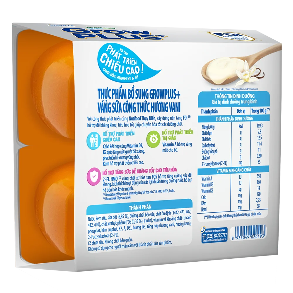 Váng sữa GrowPlus+ vị vanilla (bạc) lốc 4 hộp