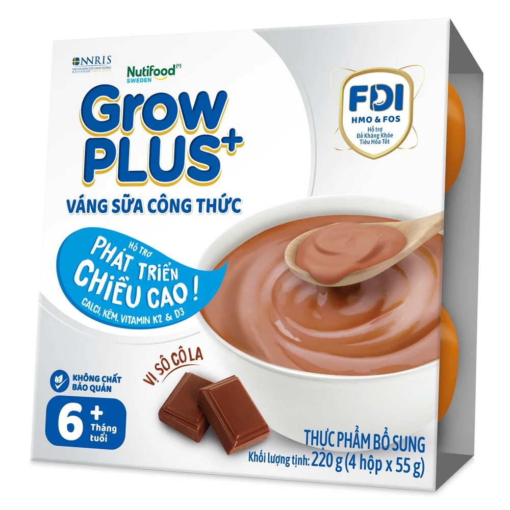 Váng sữa GrowPlus+ vị socola (bạc) lốc 4 hộp