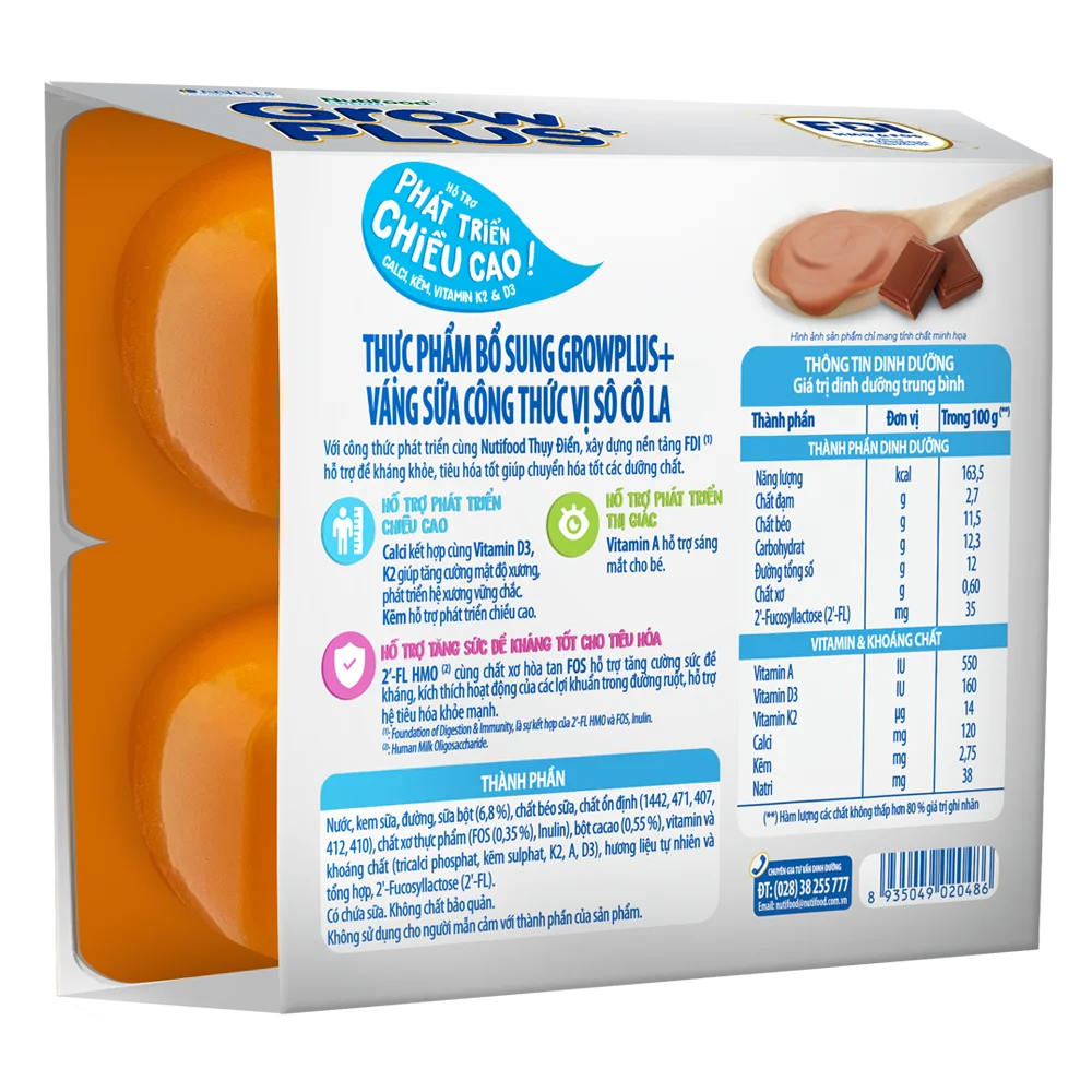 Váng sữa GrowPlus+ vị socola (bạc) lốc 4 hộp