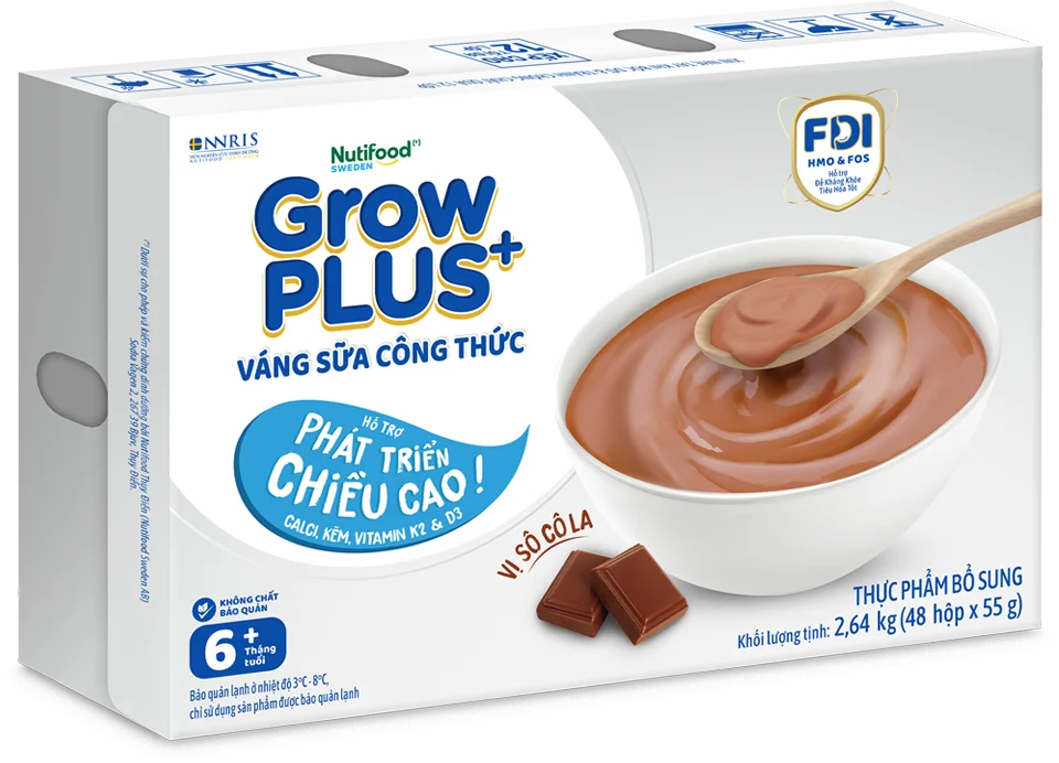 Váng sữa GrowPlus+ vị socola (bạc) lốc 4 hộp
