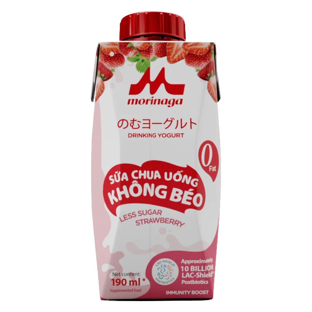 Sữa chua uống không béo ít đường hương dâu Morinaga 190ml