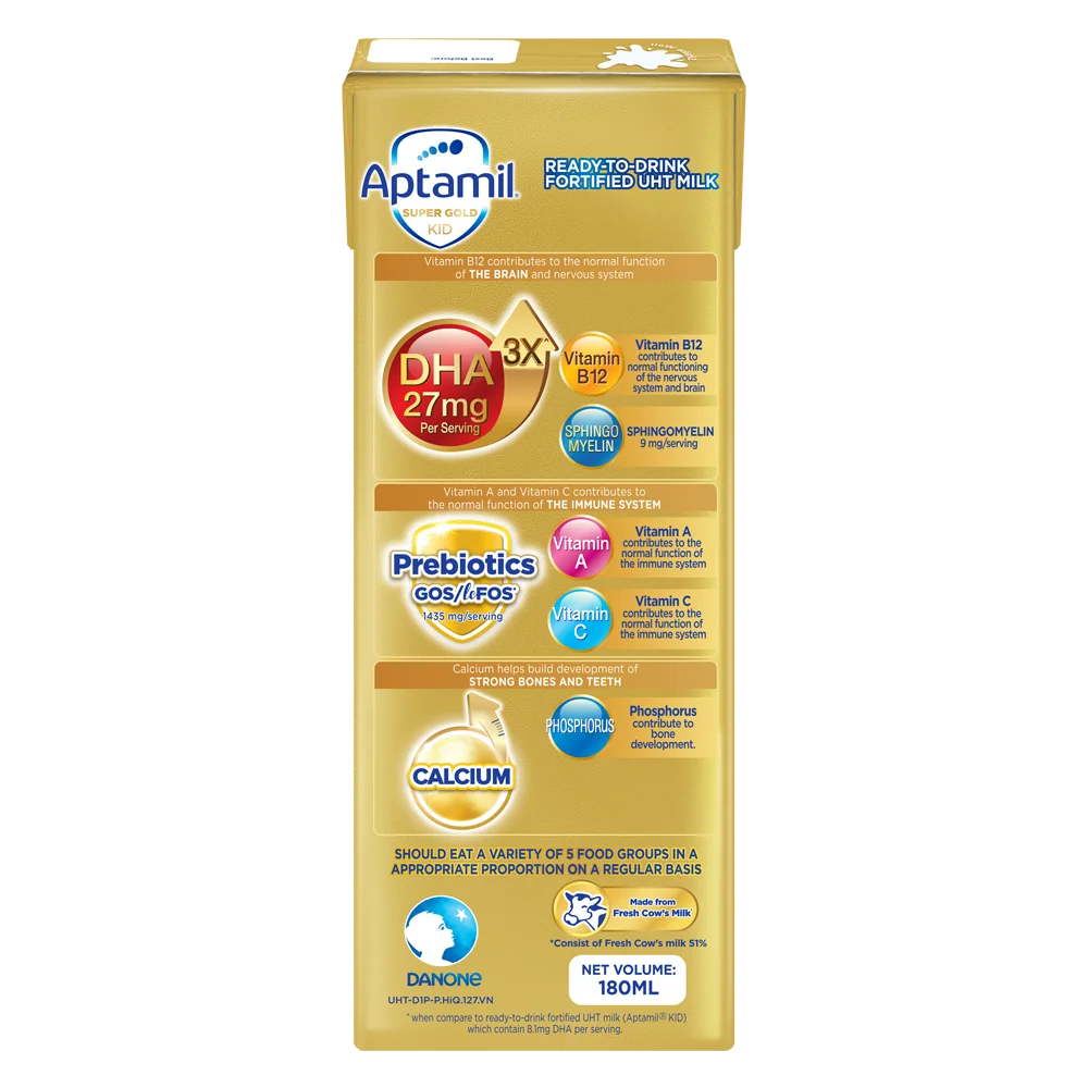 3 thùng Sữa pha sẵn Aptamil Super Gold Kid 180ml (lốc 3 hộp)