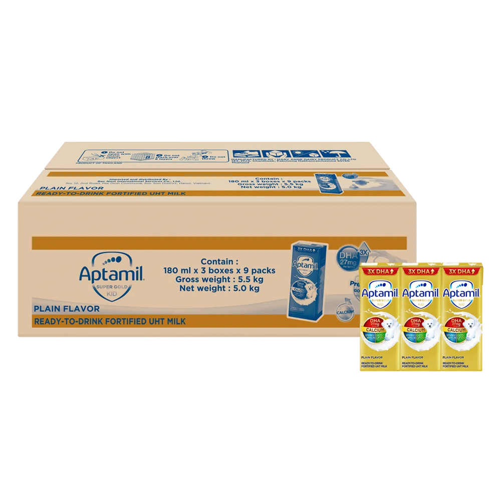 3 thùng Sữa pha sẵn Aptamil Super Gold Kid 180ml (lốc 3 hộp)