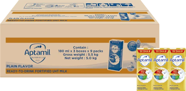 Thùng sữa pha sẵn Aptamil Super Gold Kid 180ml (lốc 3 hộp)