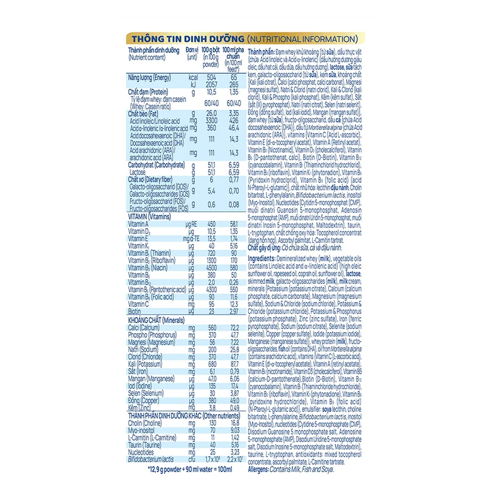 Sữa Alphagen Premium Formulation Total Care Infant Formula 800g (0-12 tháng)