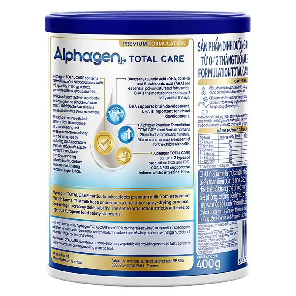 Sữa Alphagen Premium Formulation Total Care Infant Formula 400g (0-12 tháng)