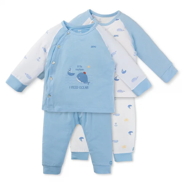 Set 2 Bộ kháng khuẩn Modal dài Animo BMC0525029 (0-24M,Biển-trắng,TT06)