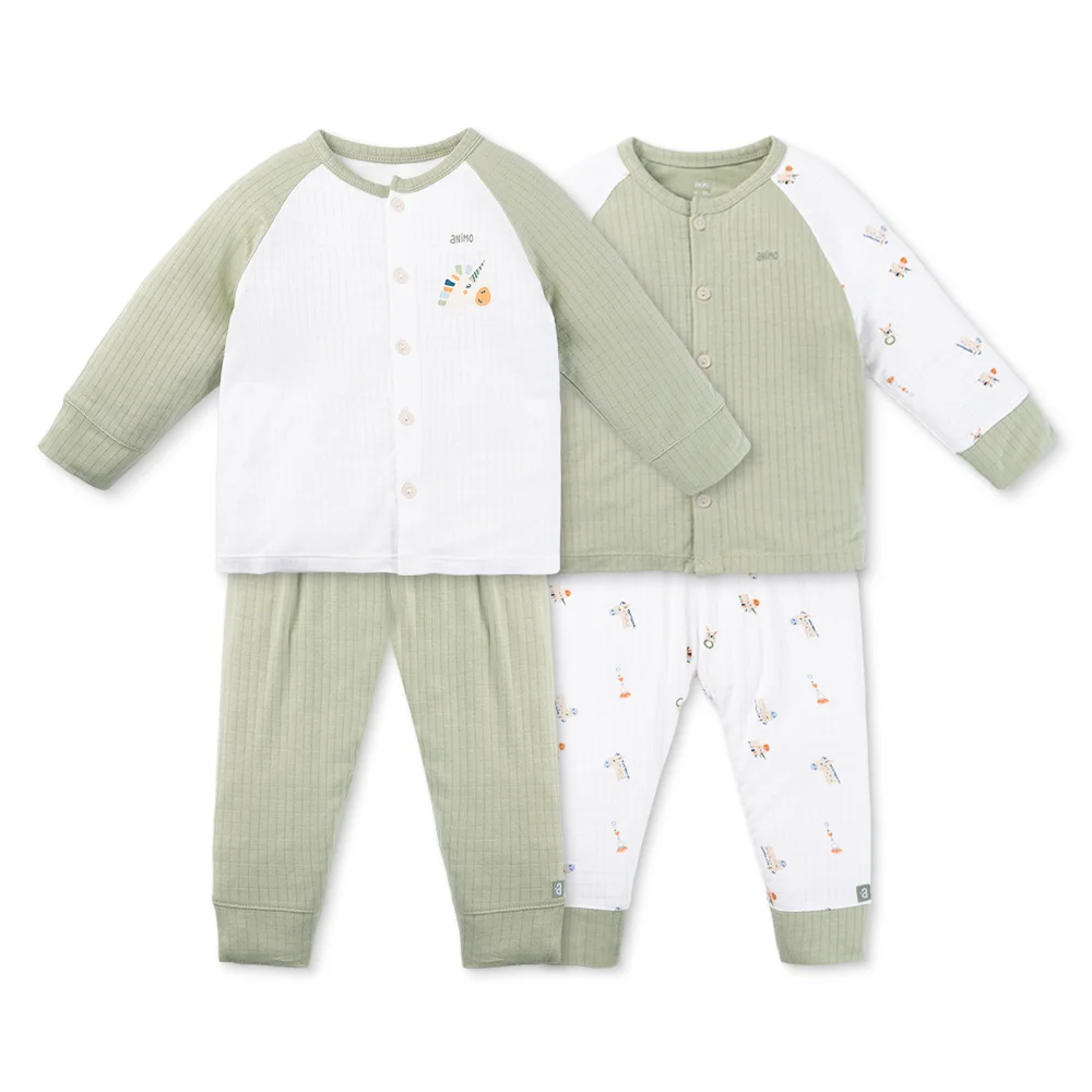 Set 2 bộ rayon chống muỗi dài Animo VD0525017 (0-24M,Lá-trắng,DD06)
