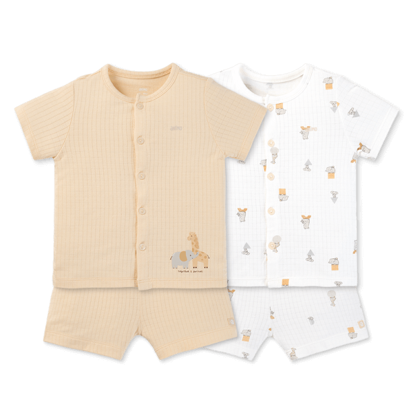 Set 2 bộ rayon chống muỗi ngắn Animo VD0425031 (0-24M,Kem-trắng,NN06)