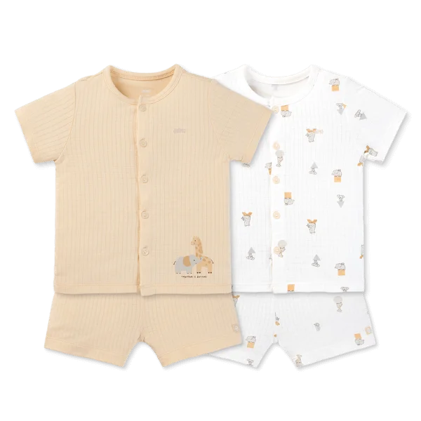 Set 2 bộ rayon chống muỗi ngắn Animo VD0425031 (0-24M,Kem-trắng,NN06)