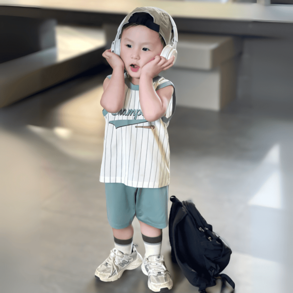 Bộ bé trai sát nách Animo Easy HN0725024 (1-4Y,Trắng-lá,TT02)