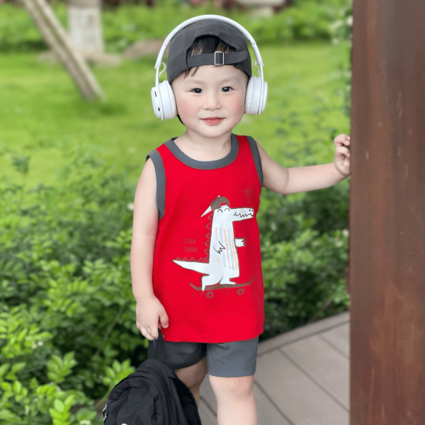 Bộ bé trai sát nách Animo Easy HN0525056 (1-4Y,Đỏ-xám,DD02)