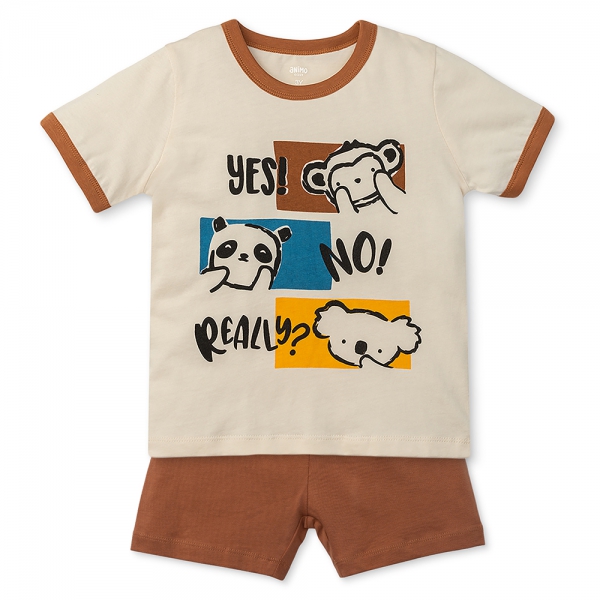 Bộ bé trai ngắn Animo Easy HN0525044 (1-4Y,Kem-nâu,NN02)