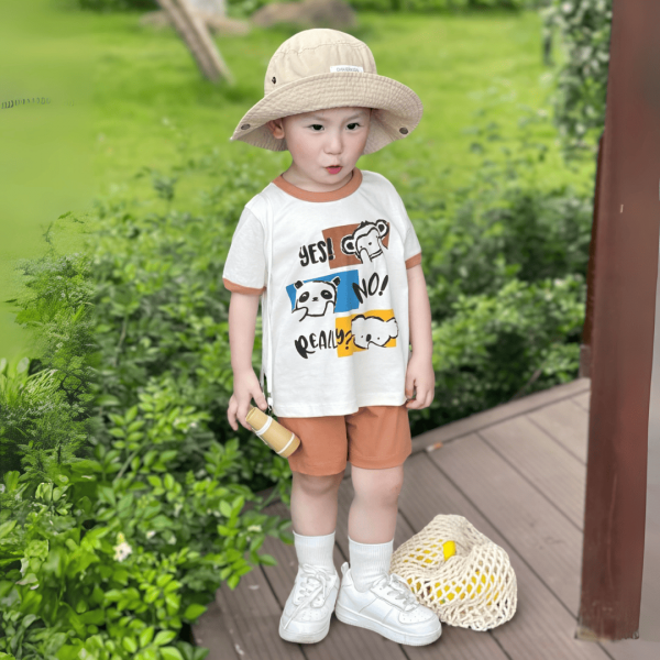 Bộ bé trai ngắn Animo Easy HN0525044 (1-4Y,Kem-nâu,NN02)