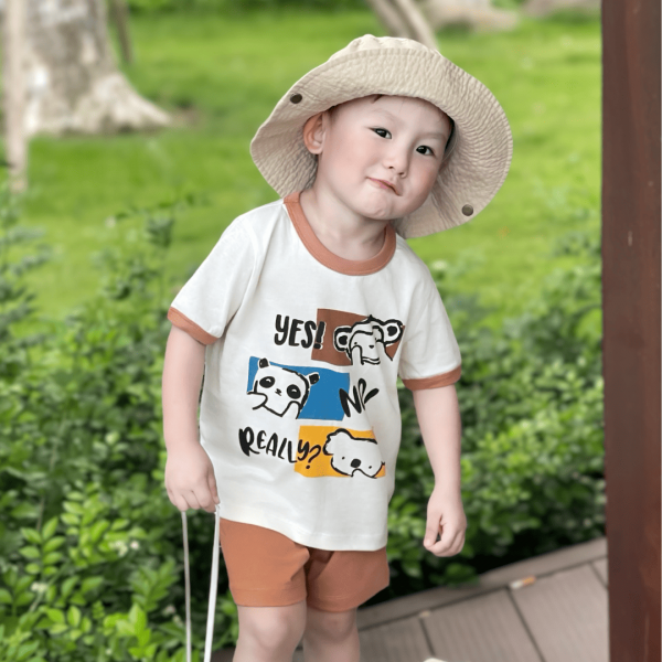 Bộ bé trai ngắn Animo Easy HN0525044 (1-4Y,Kem-nâu,NN02)