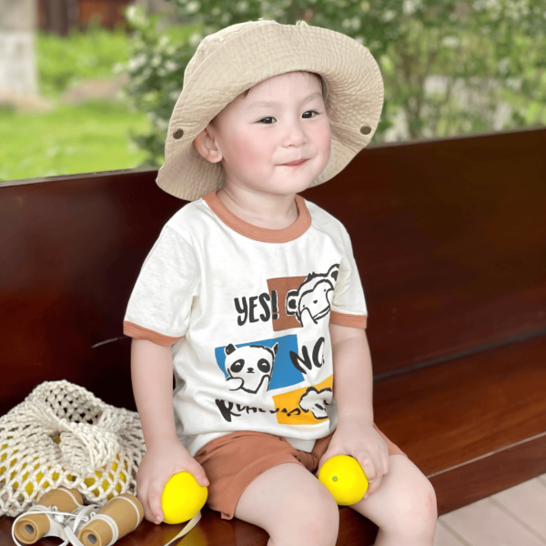Bộ bé trai ngắn Animo Easy HN0525044 (1-4Y,Kem-nâu,NN02)