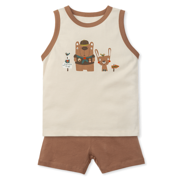 Bộ bé trai sát nách Animo Easy HN0525042 (1-4Y,Kem-nâu,NN01)