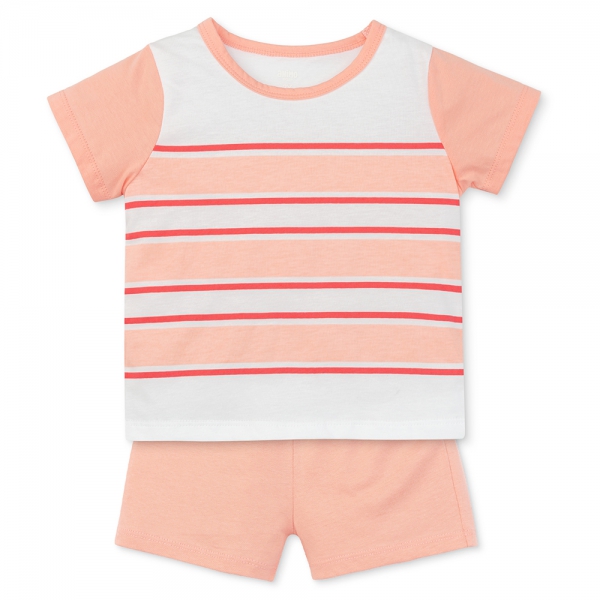 Bộ bé gái ngắn Animo Easy TX0625027 (1-4Y,Trắng-hồng,TT02)