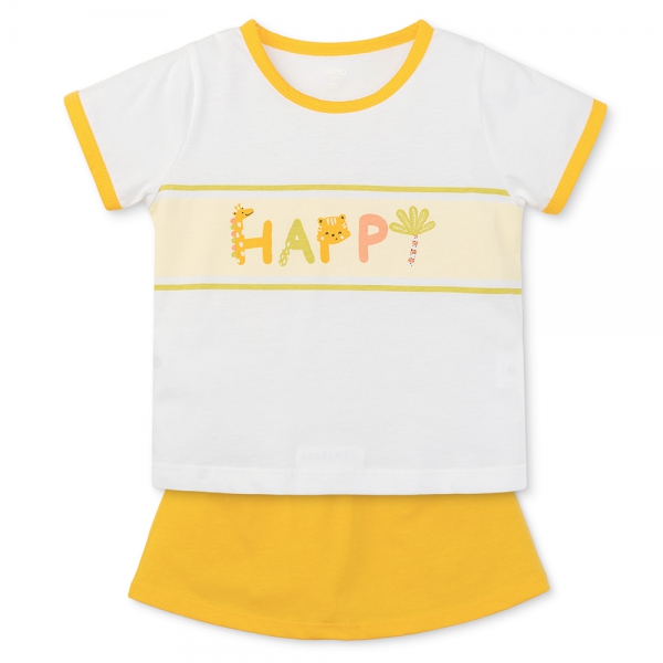 Bộ váy bé gái ngắn Animo Easy TX0625023 (1-4Y,Trắng-vàng,TT02)