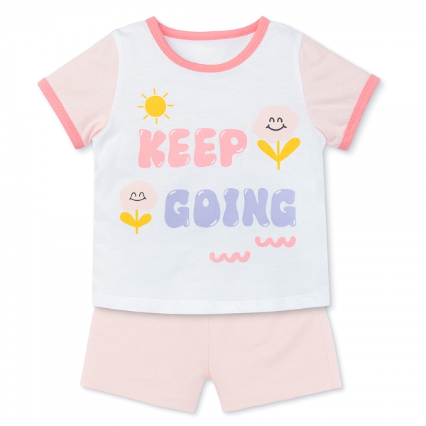 Bộ bé gái ngắn Animo Easy LU0625017 (1-4Y,Trắng-hồng nhạt,TT02)