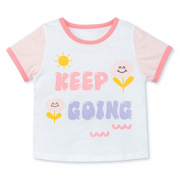 Bộ bé gái ngắn Animo Easy LU0625017 (1-4Y,Trắng-hồng nhạt,TT02)