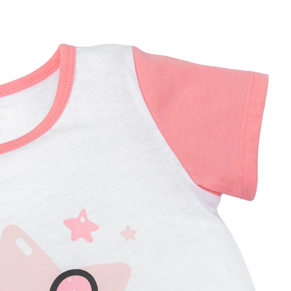 Bộ bé gái ngắn Animo Easy LU0625016 (1-4Y,Trắng-hồng,TT02)