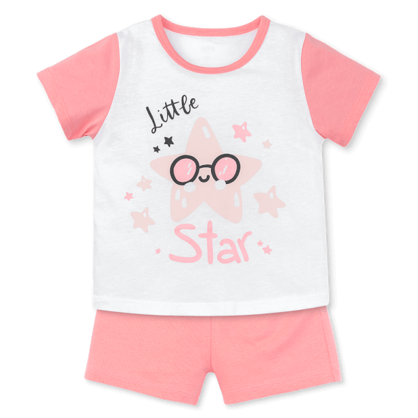 Bộ bé gái ngắn Animo Easy LU0625016 (1-4Y,Trắng-hồng,TT02)