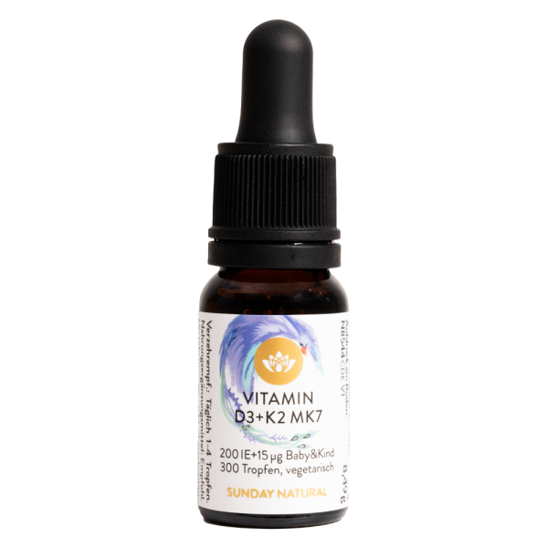 Thực phẩm bảo vệ sức khỏe  Vitamin D3+K2 MK7 200IE + 15ug Baby&Kind Sunday Natural
