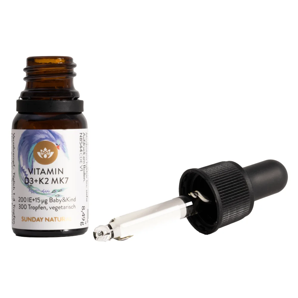 Thực phẩm bảo vệ sức khỏe  Vitamin D3+K2 MK7 200IE + 15ug Baby&Kind Sunday Natural