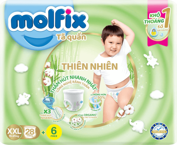 Combo 2 Bỉm tã quần thiên nhiên Molfix Jumbo (XXL, 28 miếng)
