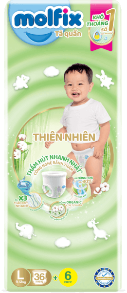 Combo 2 Bỉm tã quần thiên nhiên Molfix Jumbo (L, 36 miếng)