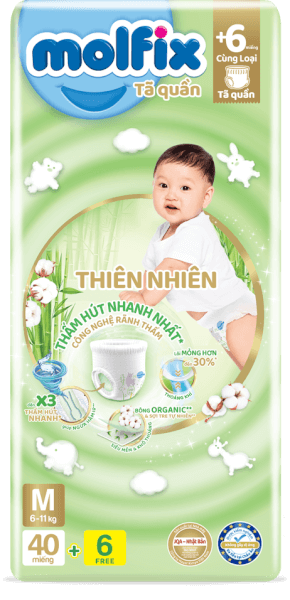 Combo 2 Bỉm tã quần thiên nhiên Molfix Jumbo (M, 40 miếng)