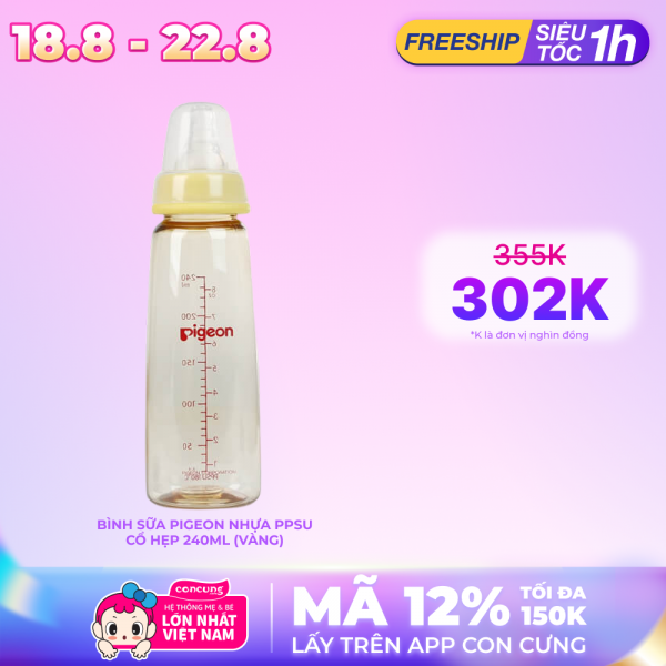 Bình sữa Pigeon nhựa PPSU cổ hẹp 240ml