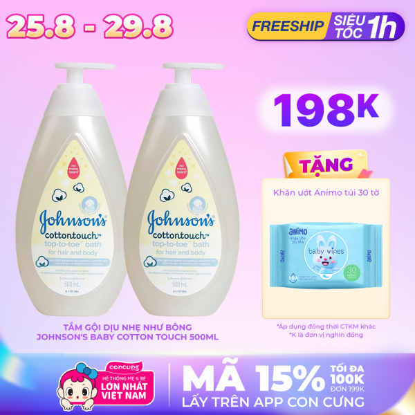 Combo 2 chai tắm gội dịu nhẹ như bông Johnson