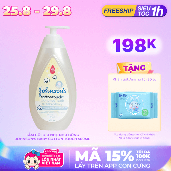 Combo 2 chai tắm gội dịu nhẹ như bông Johnson