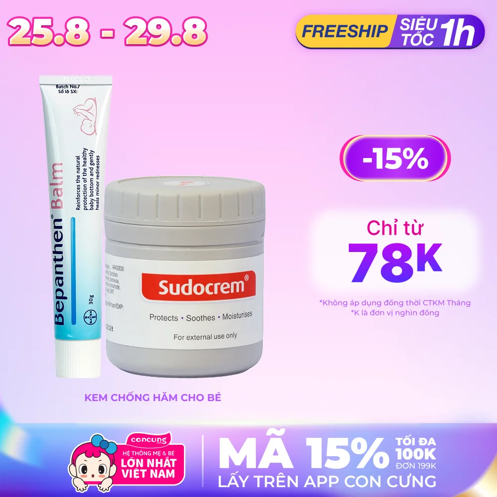 Combo 3 Kem chống hăm dưỡng ẩm Bepanthen 30g