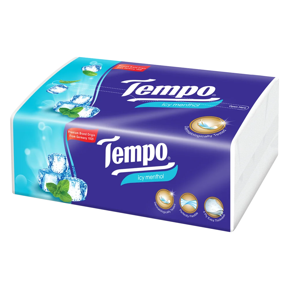 Khăn giấy rút 4 lớp Tempo hương Bạc Hà bịch 90 tờ