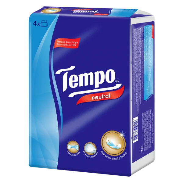 Khăn giấy gói rút 4 lớp Tempo không mùi 90 tờ lốc 4 gói