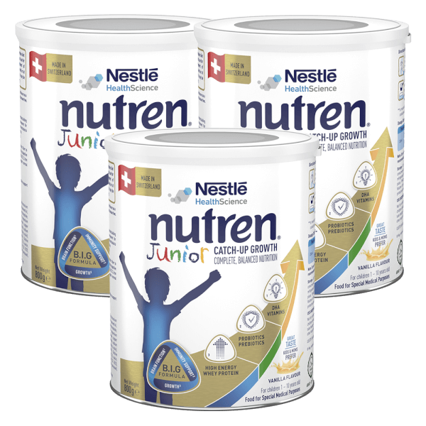 Combo 3 lon Thực phẩm dinh dưỡng y học Nutren JUNIOR 800g (1-10 tuổi)
