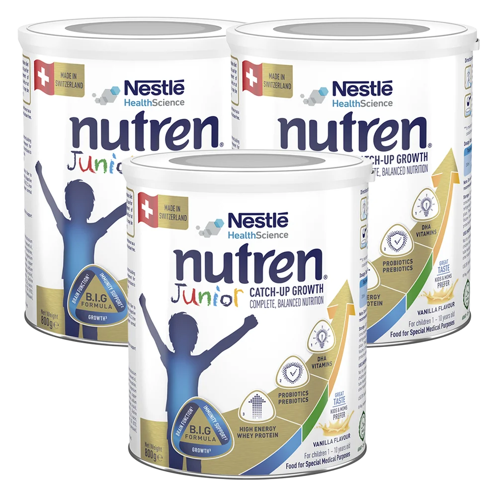 Combo 3 lon Thực phẩm dinh dưỡng y học Nutren JUNIOR 800g (1-10 tuổi)