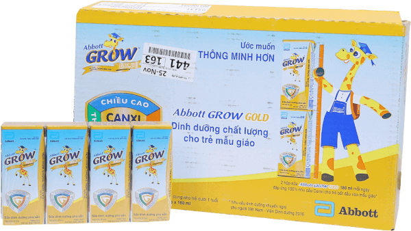 Thùng thực phẩm bổ sung Abbott Grow Gold hương vani 180ml (Lốc 4 hộp) - 12 lốc