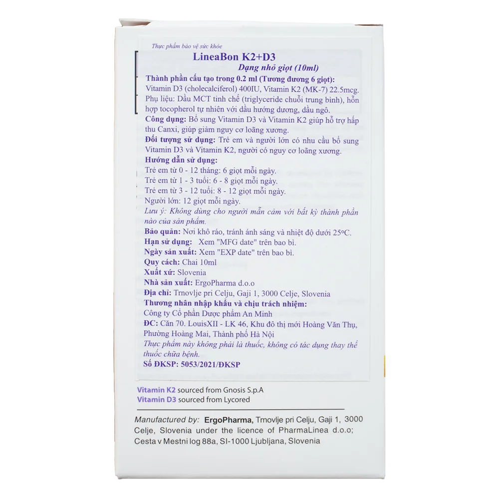 Thực phẩm bảo vệ sức khỏe LineaBon K2 + D3
