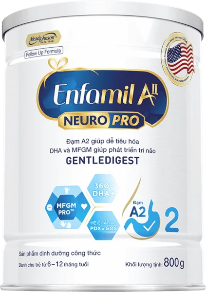 Sữa Enfamil A2 NeuroPro số 2 800g (Follow Up Formula, 6 - 12 tháng tuổi)
