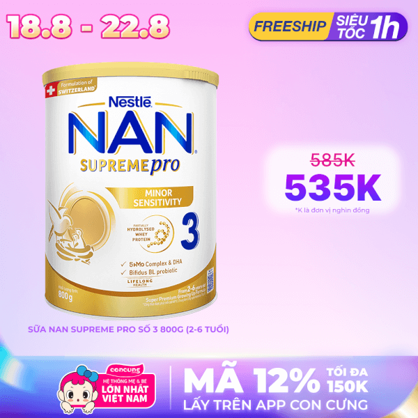 Combo 2 Sữa NAN SUPREME PRO số 3 800g (2-6 tuổi)