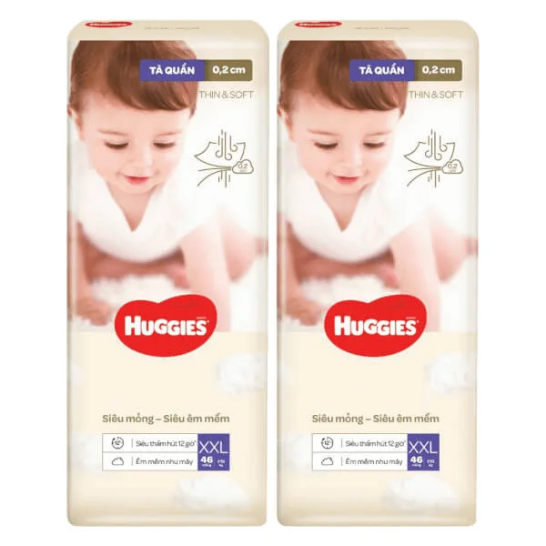 Combo 2 Tã quần Huggies Thin & Soft  (XXL, >15kg, 46 miếng)