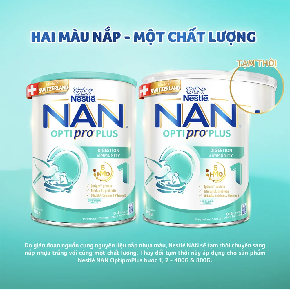 Sữa Nan Optipro PLUS 1 400g, với 5HMO, sản xuất tại Thụy Sỹ (0-6 tháng) (Giao bao bì ngẫu nhiên)