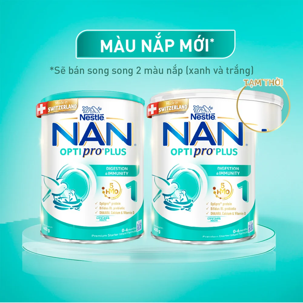 Sữa Nan Optipro PLUS 1 400g, với 5HMO, sản xuất tại Thụy Sỹ (0-6 tháng) (Giao bao bì ngẫu nhiên)