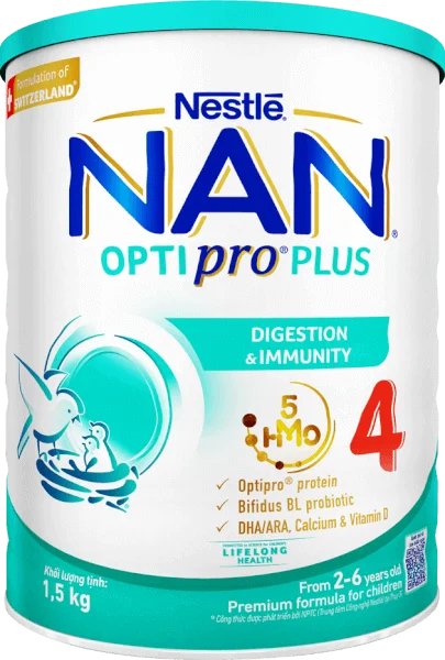 Sữa Nan Optipro PLUS 4 1.5kg, với 5HMO, Công thức từ Thụy Sĩ (2-6 tuổi) (Giao bao bì ngẫu nhiên)