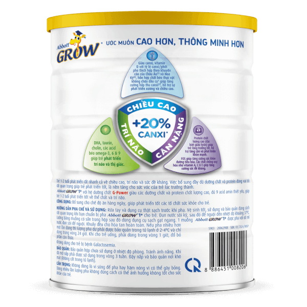 Sữa Abbott Grow 1+ 800g (1-2 tuổi) (Trọng lượng cũ: 850g, Giao ngẫu nhiên)
